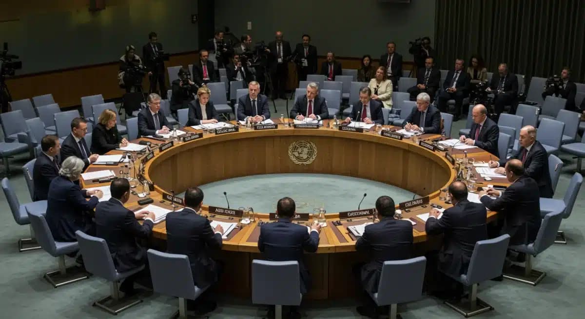 Leaders gathered around a large circular conference table